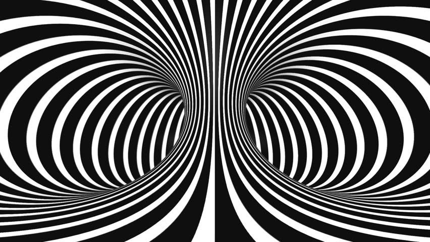 White rotating strips in black background