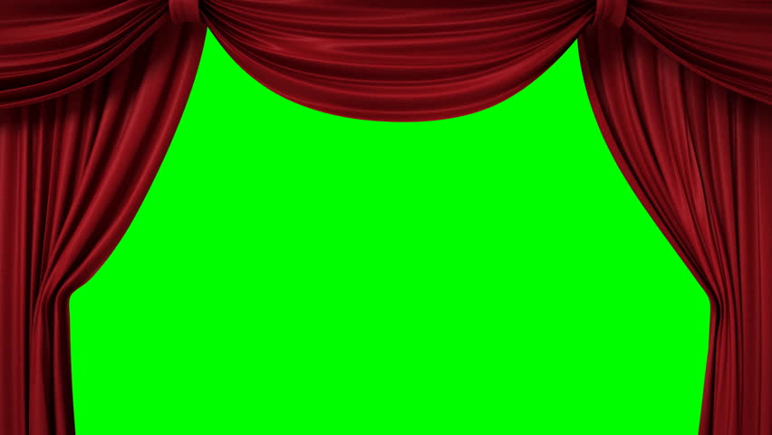 Opening and closing red curtain with spotlights