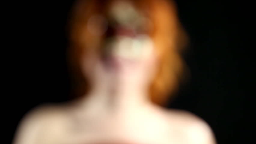 Red Woman in mask confused- emotions in focus