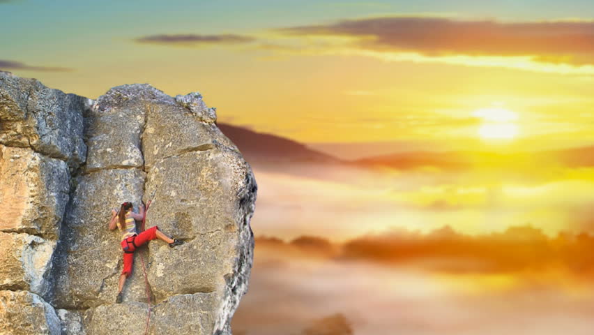 Female Climber at Sunset 