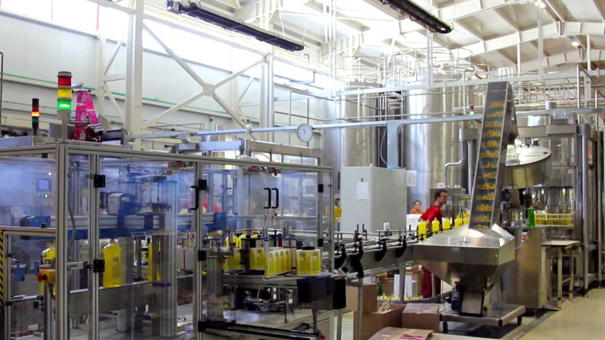 Automated production line. Industrial production of cleaning products. HD 1080p.