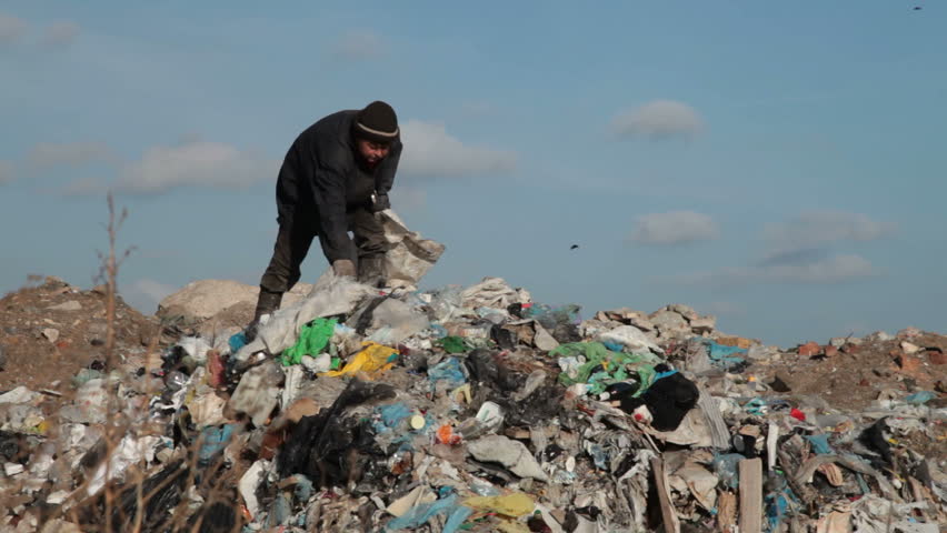 woman working in the landfill