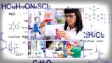 Montage of clips showing researchers working in laboratory, arranged in multi- screen on white background with mathematical equations.HD 1080p.