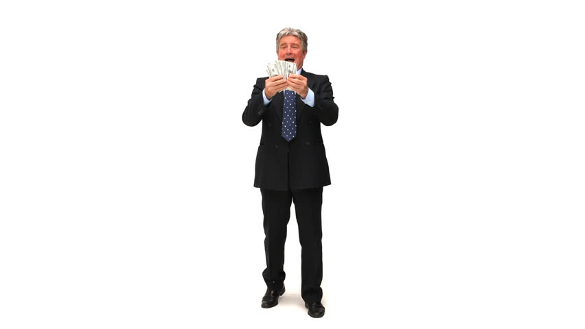 Businessman showing the money that he earned