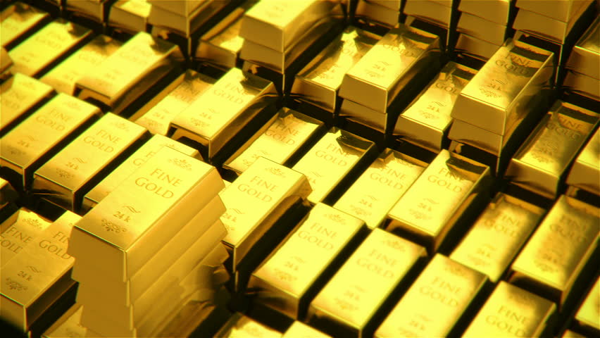 a columns of gold bar seamless loop render with extreme resolution for FullHD
