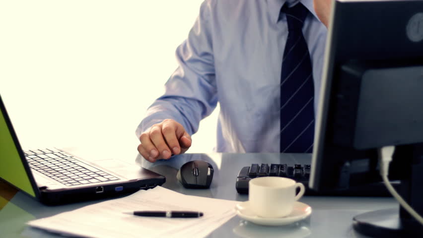 Busy multitasking businessman