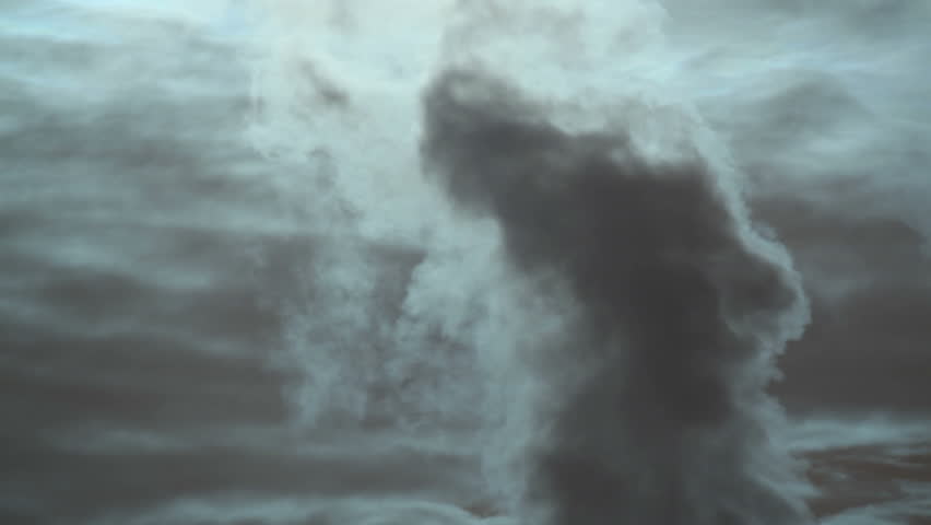 Heavy pollution, environment issues.. Smoke stakes against cloudy sky. 