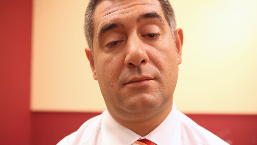 Tired businessman falling asleep - Exhausted - Overworked  