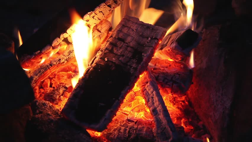 Campfire scene with ambient sound