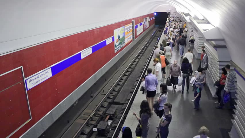 St. Petersburg - June 20: Timelapse of passengers entering and exiting a subway train, June 20, 2011, Nevskiy prospekt, St. Petersburg, Russia. The Saint Petersburg Metro is the deepest subway system in the world by the average depth of all the stations.