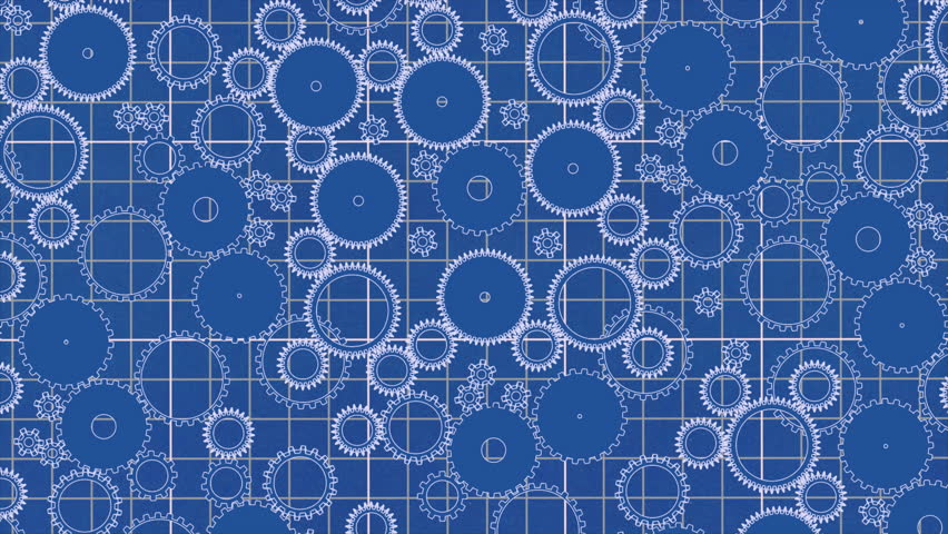 Seamless Industrial Gear Blueprint Blue Version (part Of A Series