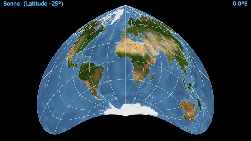 Hammer World Map Projection. Example Of Land Distortion Due To The Use