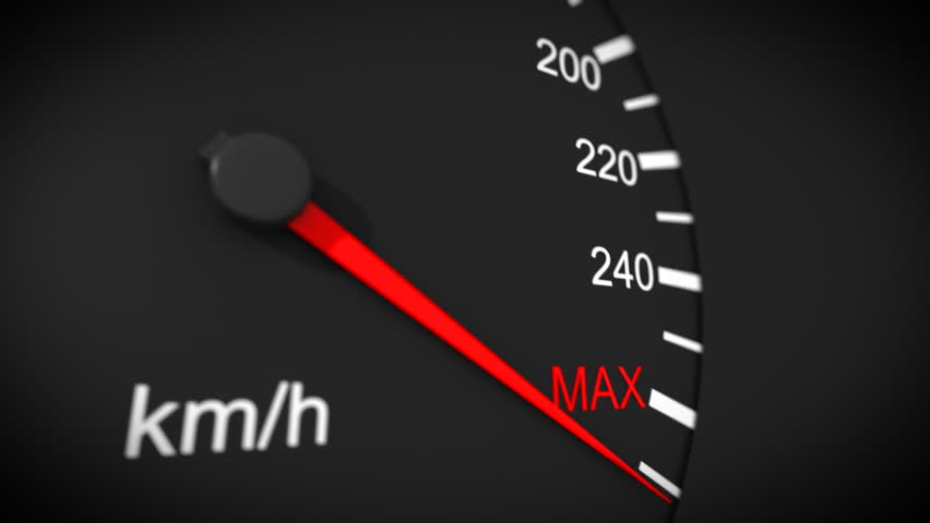 Car speedometer and moving pointer on it. HD.