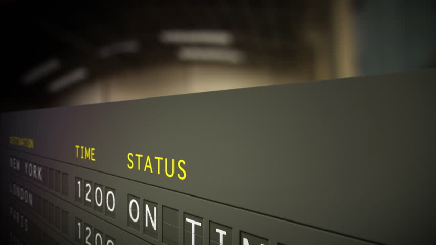 Flight Departures Closeup. HD, 1080, 30p, PJPEG.