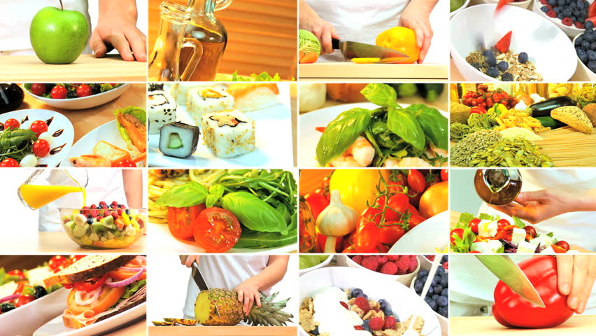  Montage collection of fresh tasty food choices for a modern healthy lifestyle