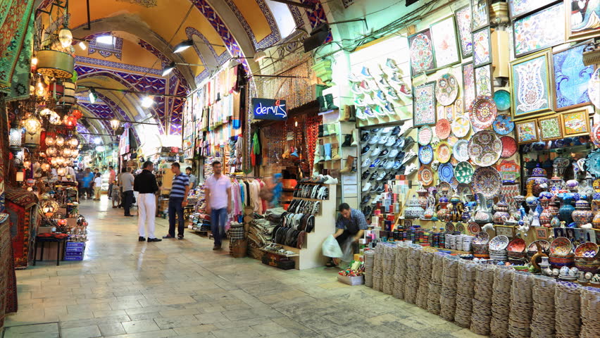ISTANBUL, TURKEY - JULY 30: (Timelapse View) Grand Bazaar, July 30, 2011, Istanbul, Turkey. Grand Bazaar is one of the largest and oldest covered markets in the world, with over 4,000 shops with attracts between 250,000 and half a million visitors daily.