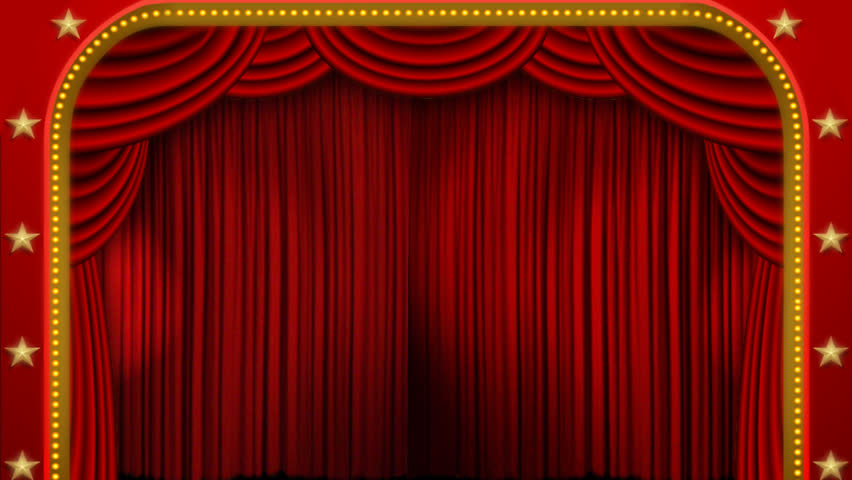 High definition clip of an opening red stage curtain. Animated mask for easy composition added