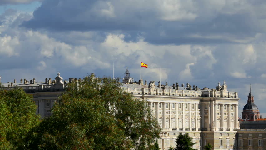 Spanish Flag on the Royal Palace in Madrid