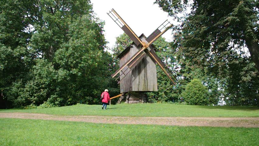 Curiosity. Desire to touch. Old windmills in Estonia