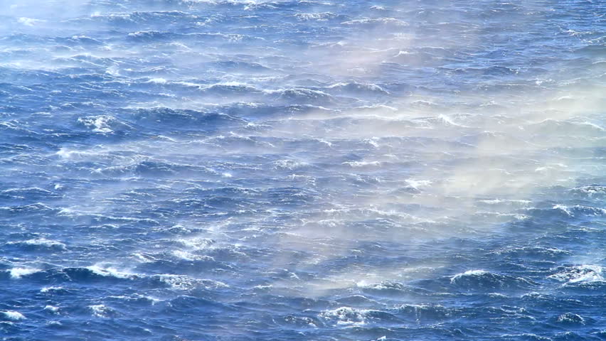 Raging sea with furious waves and fierce wind