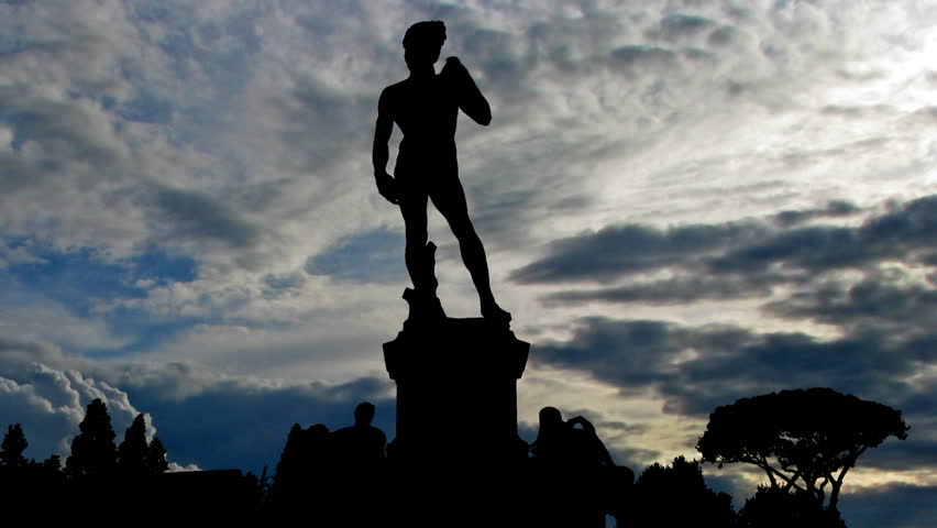 Piazzale Michelangelo is a famous square with a magnificent panoramic view of Florence, Italy, with the copy of the statue of David.