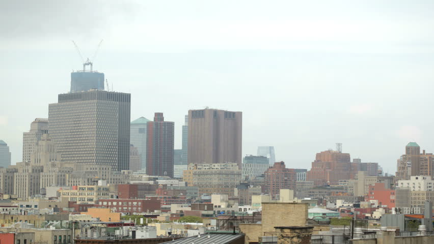 Time-lapse of downtown Manhattan, New York City on a cloudy day in fall.