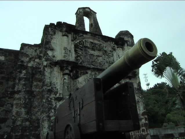 Cannon in front of old fort clip 1 