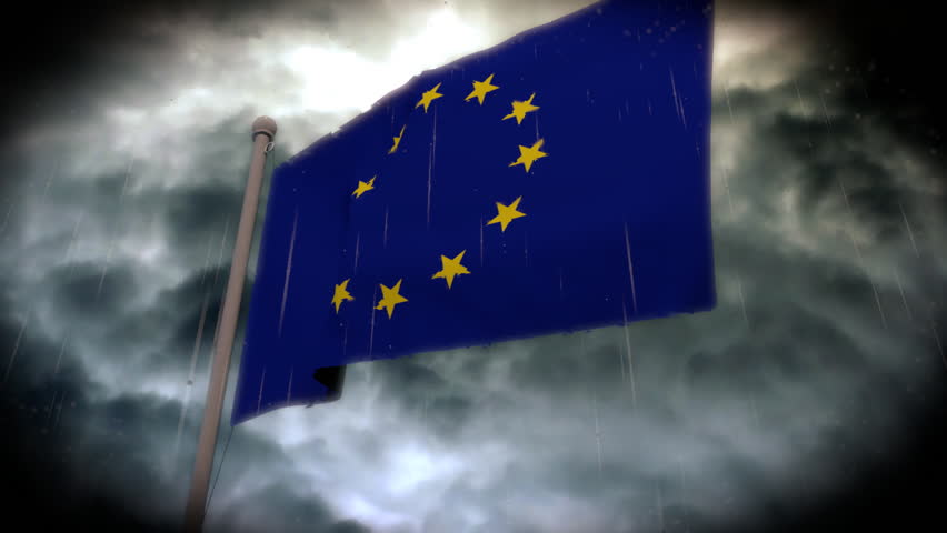 European Union Flag 3D animation. Allegoric clip about the EU facing social/economic difficulties. Rendered in HD.