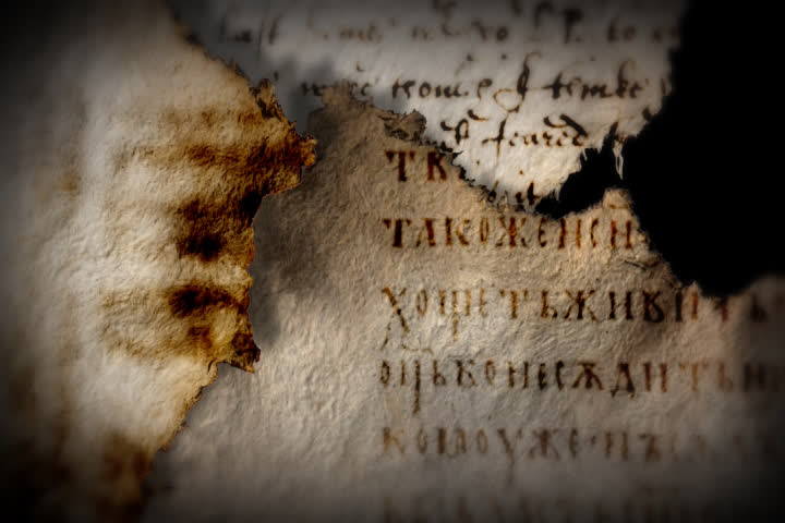Torn ancient texts