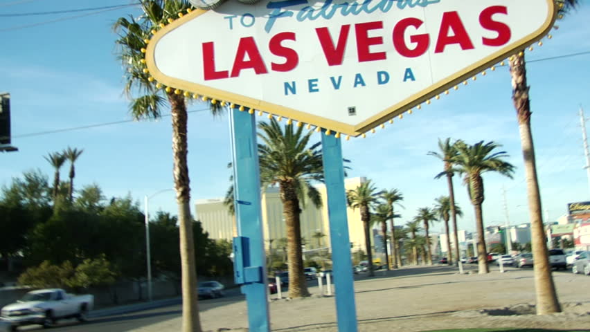 Shaky Cam Slow Motion shot of the famous Welcome to Las Vegas sign