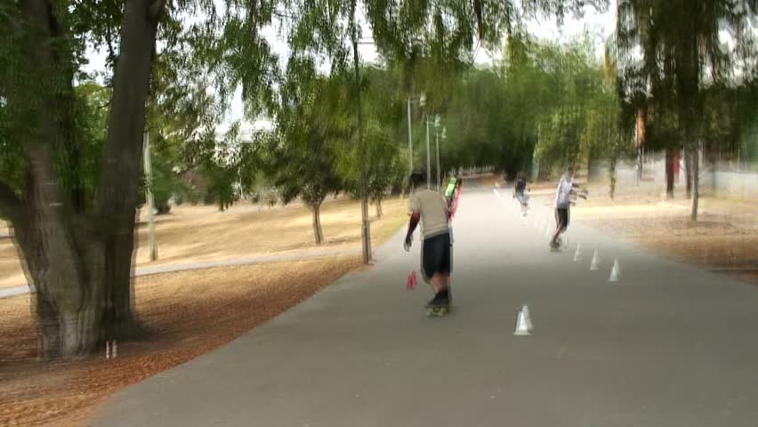 Point of View, POV, from a skateboard. Format HDv 1080i 50i Pal
