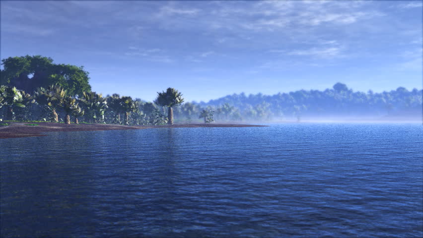 Panorama of a water reservoir in a foreign land.