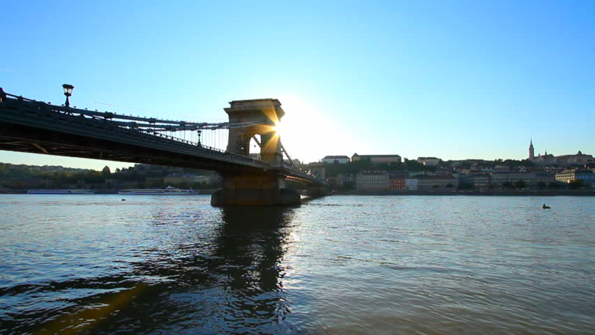 Szechenyi Chain Bridge Budapest Hungary in the sunset