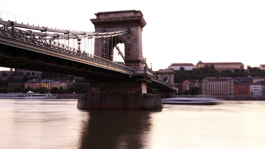 Szechenyi Chain Bridge Timelapse Budapest Hungary