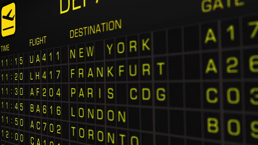 International Airport Timetable All Flights On Time animation