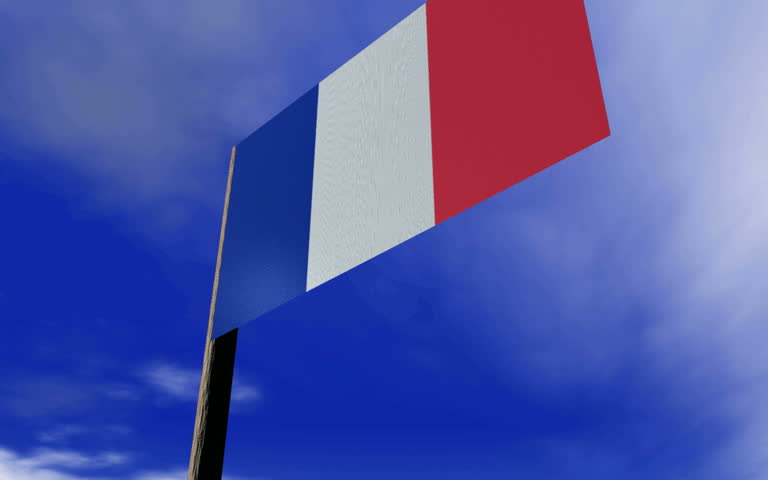 Silk French flag in the wind. Hd, not infinite.