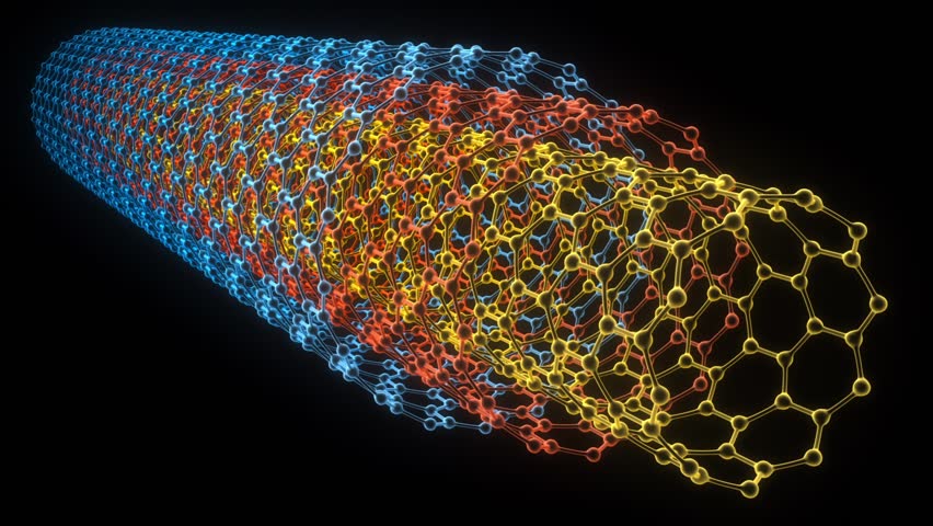 Conceptual animation showing the structure of multi walled carbon nanotubes. Seamless loop, alpha channel included.