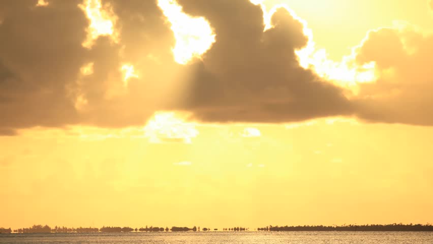 Time Lapse Sunset over Manihi Lagoon, Tuamotos, French Polynesia 
