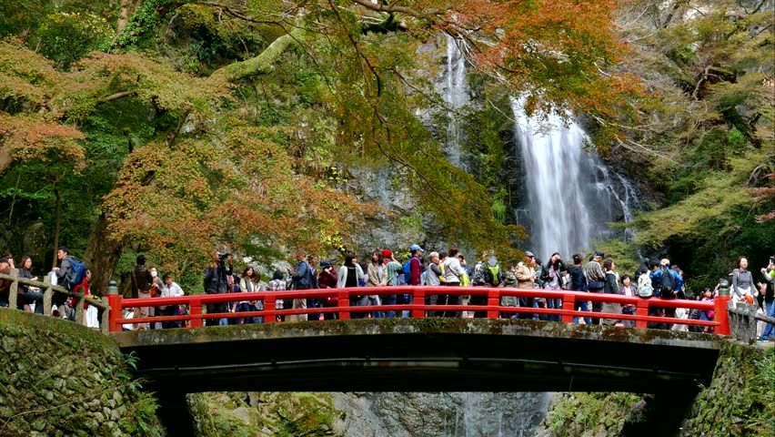Osaka An Nov 21 2017 Tourists At Minoo Waterfall In Osaka An Nov 21 2017 Tourists At Minoo Waterfall In Minoh Or Mino It Is One Of The Best Places Kansai Region To See