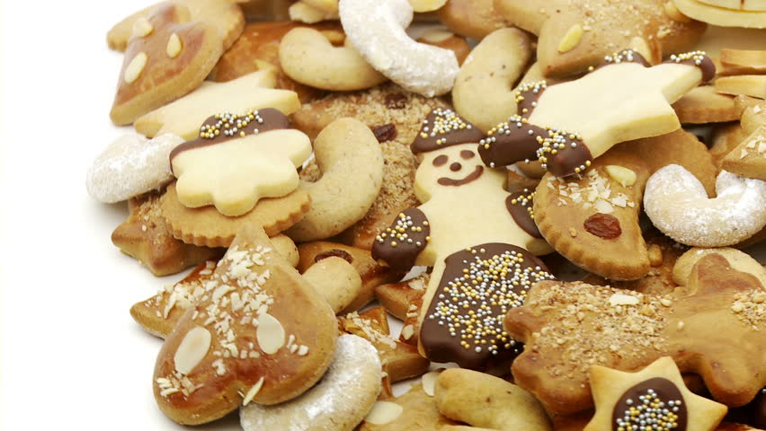 nicely decorated christmas cookies looping