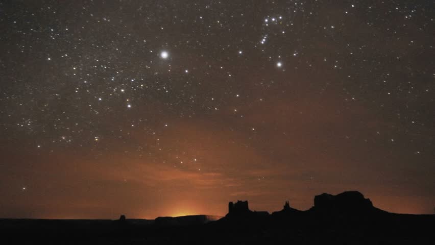 Night time lapse of startrails over Monument Valley Navajo Tribal Park, Arizona.