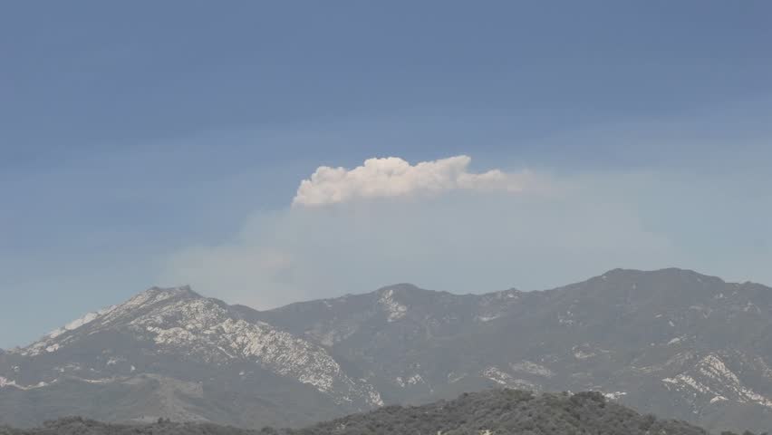Time lapse of a huge smoke plume from wildfires in the Santa Ynez Mountains, California.