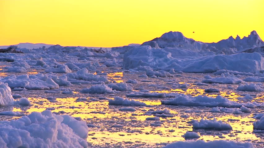 Sunset  over Icebergs & Ice Floes