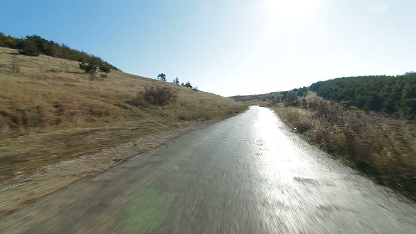 Driving along the mountain road. Ai-Petri, Crimea, Ukraine