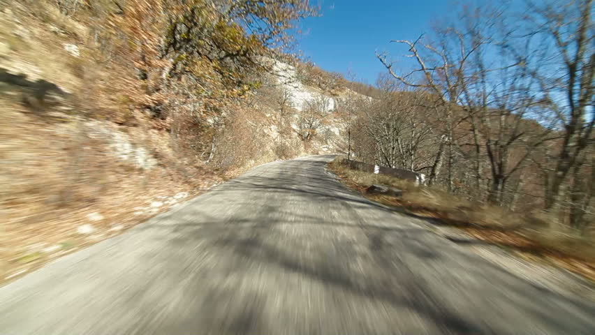 driving on a winding mountain road to Ai-Petri, Crimea, Ukraine