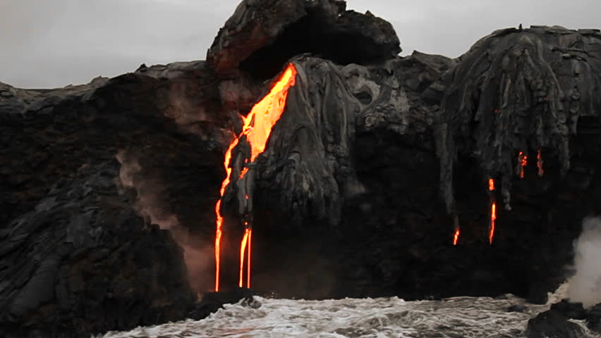 lava flowing into the water