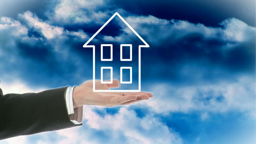 Holding a house in hands.