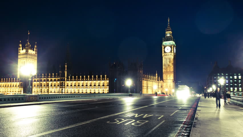 Big Ben and Houses of Parliament night time lapse 