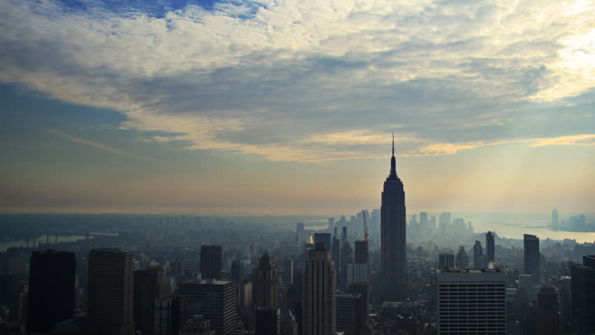 Time lapse of clouds over Manhattan skyline
