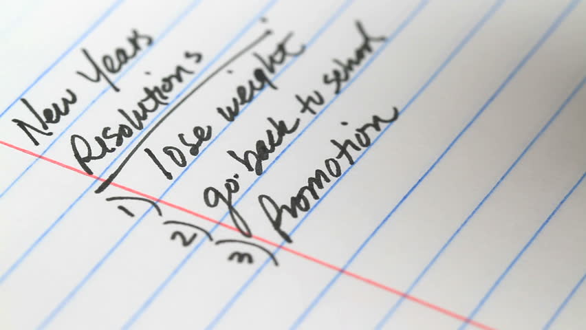 new years resolution list with actual listing